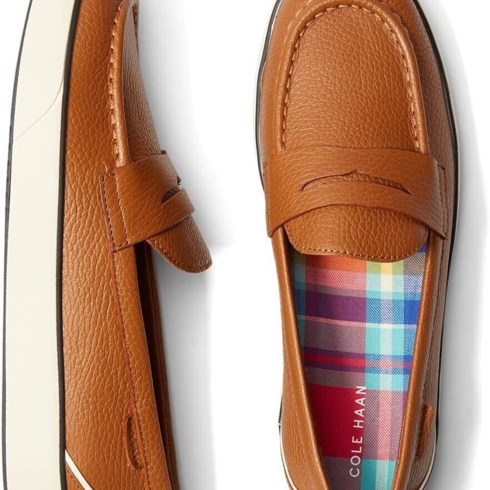 NIB Cole Haan Womens Leather Nantucket 2.0 Penny Loafer Slip On Brown Honey SZ 5